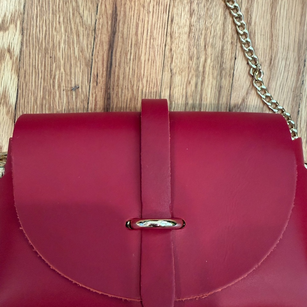 Pelle Women's Leather Shoulder Bag with Belt Chain Strap - Picture 2 of 6